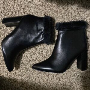 NWOT Black Boots with Fur Trim